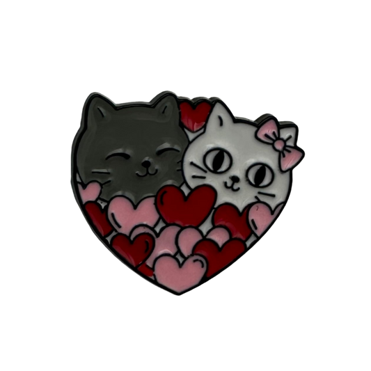Cute Valentine cats in a heart - Enamel pin badge