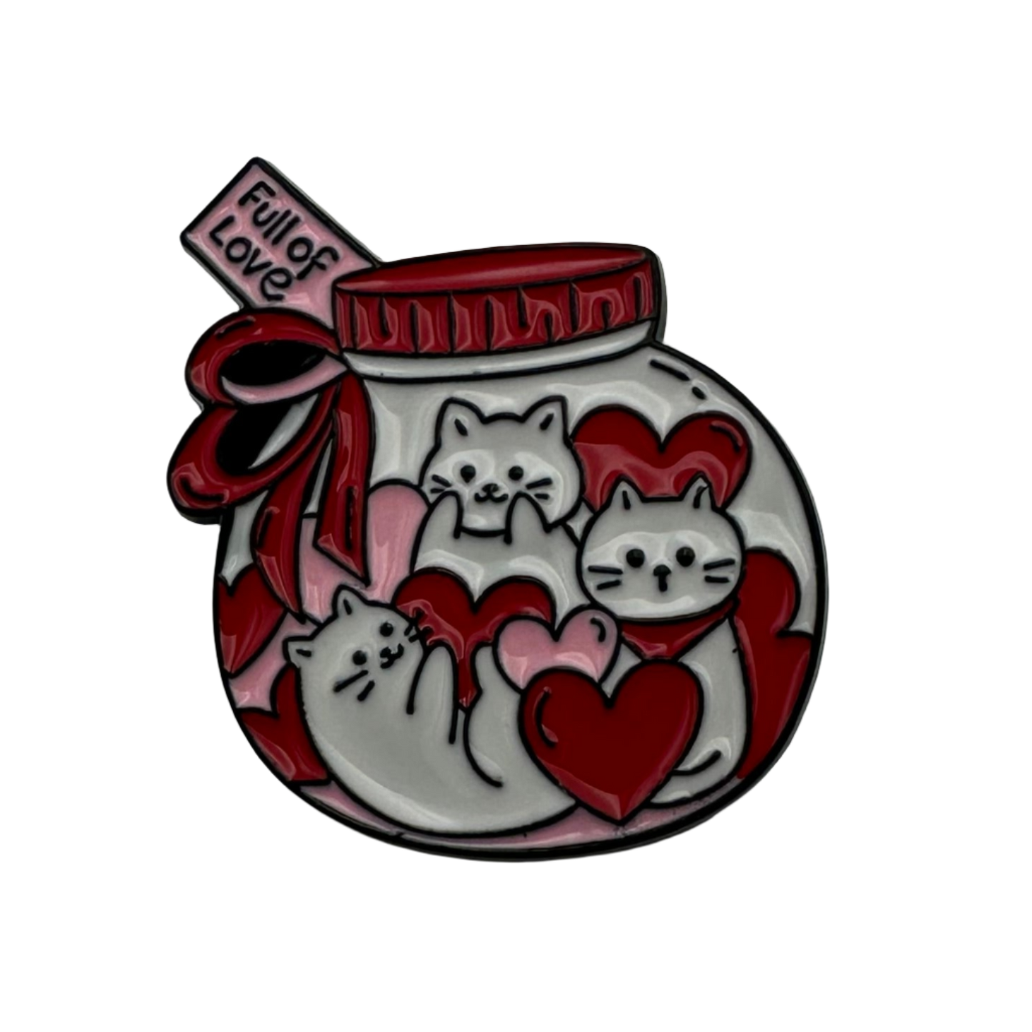 Cute Valentine cats in a jar - Enamel pin badge